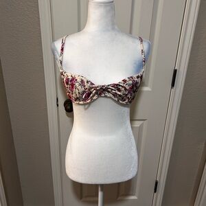 Wild Fable Floral Bikini Top with Pink and Green Accents